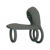 Серая насадка на пенис с 12 режимами вибрации - Baile - в Новошахтинске купить с доставкой