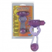 Фиолетовое эрекционное кольцо с вибропулей и стимулирующим хвостиком - Seven Creations - в Новошахтинске купить с доставкой