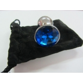 Анальное украшение BUTT PLUG  Small с синим кристаллом - 7 см. - Anal Jewelry Plug - купить с доставкой в Новошахтинске
