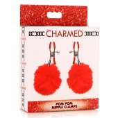 Красные зажимы на соски с помпонами Pom Pom - XR Brands - купить с доставкой в Новошахтинске