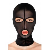 Черная сетчатая маска на голову с отверстиями для глаз и рта - Fetish Tentation - купить с доставкой в Новошахтинске