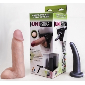 Страпон-унисекс с двумя насадками UNI strap 7  Harness - 19 и 16 см. - LOVETOY (А-Полимер) - купить с доставкой в Новошахтинске