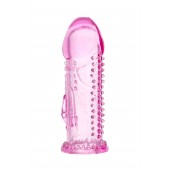 Розовая насадка на пенис с шипиками и коготком - 13,5 см. - A-toys - в Новошахтинске купить с доставкой