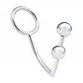 Кольцо на пенис с анальным стимулятором Two Bead Stainless Steel Anal Hook   Cock Ring - BlueLine - в Новошахтинске купить с доставкой