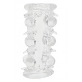 Прозрачная насадка на пенис с шипами и бугорками JELLY JOY LUST CLUSTER CLEAR - Dream Toys - в Новошахтинске купить с доставкой