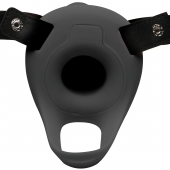 Черный полый страпон с вибрацией 2’’ Erection 28X Smooth Vibrating Silicone Penis Sheath - XR Brands - купить с доставкой в Новошахтинске