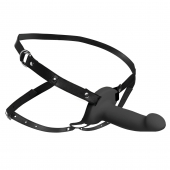 Черный полый страпон с вибрацией 2’’ Erection 28X Smooth Vibrating Silicone Penis Sheath - XR Brands - купить с доставкой в Новошахтинске