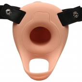 Телесный полый страпон 2  Erection 28X Smooth Vibrating Silicone Penis Sheath - 16 см. - XR Brands - купить с доставкой в Новошахтинске