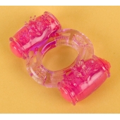 Фиолетовое виброкольцо с двумя вибропульками - Toyfa Basic - в Новошахтинске купить с доставкой