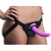 Лиловый поясной страпон Navigator Silicone G-Spot Dildo with Harness - 17,8 см. - XR Brands - купить с доставкой в Новошахтинске