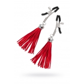 Зажимы на соски «Прищепки» с красными кисточками из замши - Pecado - купить с доставкой в Новошахтинске