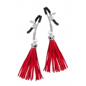 Зажимы на соски «Прищепки» с красными кисточками из замши - Pecado - купить с доставкой в Новошахтинске