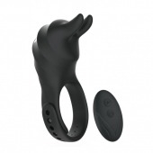 Черное эрекционное кольцо Usagi с ушками и пультом ДУ - BeYourLover - в Новошахтинске купить с доставкой