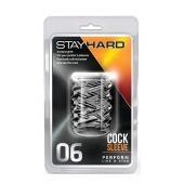 Прозрачная насадка с объёмными чёрточками STAY HARD COCK SLEEVE 06 CLEAR - Blush Novelties - в Новошахтинске купить с доставкой