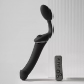 Черный безремневой вибрострапон Strap-On-Me Multi Orgasm Size XL - Strap-on-me - купить с доставкой в Новошахтинске