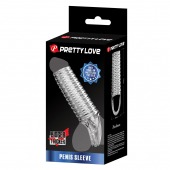 Прозрачная насадка на пенис с ребрышками и подхватом мошонки - Baile - в Новошахтинске купить с доставкой