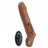 Коричневая вибронасадка с подхватом мошонки и пультом ДУ - Baile - в Новошахтинске купить с доставкой