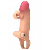 Телесная вибронасадка на пенис с подхватом мошонки - 20 см. - Baile - в Новошахтинске купить с доставкой