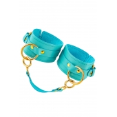 Голубые однослойные кожаные оковы - Pecado - купить с доставкой в Новошахтинске