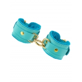 Голубые двуслойные кожаные наручники-браслеты - Pecado - купить с доставкой в Новошахтинске