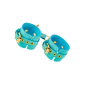 Голубые однослойные кожаные наручники - Pecado - купить с доставкой в Новошахтинске