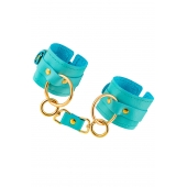 Голубые однослойные кожаные наручники - Pecado - купить с доставкой в Новошахтинске