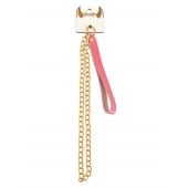 Розовый кожаный поводок с карабином для ошейника - 80 см. - Pecado - купить с доставкой в Новошахтинске