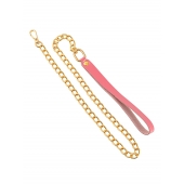 Розовый кожаный поводок с карабином для ошейника - 80 см. - Pecado - купить с доставкой в Новошахтинске