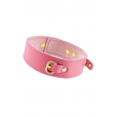 Розовый кожаный однослойный ошейник с прошивкой - Pecado - купить с доставкой в Новошахтинске