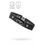 Черный чокер-ошейник со связанными кольцами на подложке - Pecado - купить с доставкой в Новошахтинске