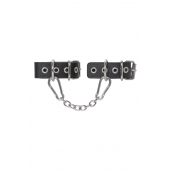 Черные кожаные наручники-браслеты из одного ремешка с люверсами - Pecado - купить с доставкой в Новошахтинске