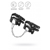 Черные кожаные наручники-браслеты из двух ремешков - Pecado - купить с доставкой в Новошахтинске