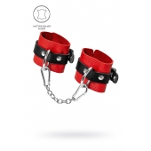Красно-черные мягкие наручники с одним ремешком с люверсами - Pecado - купить с доставкой в Новошахтинске