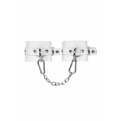 Белые мягкие кожаные наручники с люверсами - Pecado - купить с доставкой в Новошахтинске