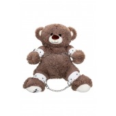 Бондажный набор: бурый мишка с белыми оковами и наручниками - Pecado - купить с доставкой в Новошахтинске