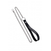 Поводок с ручкой из черной натуральной кожи и карабином для ошейника - Pecado - купить с доставкой в Новошахтинске