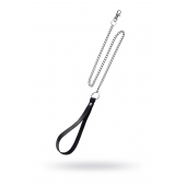 Поводок с ручкой из черной натуральной кожи и карабином для ошейника - Pecado - купить с доставкой в Новошахтинске