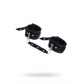 Черные двухслойные кожаные оковы с белой строчкой - Pecado - купить с доставкой в Новошахтинске