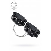 Черные кожаные оковы с двумя ремешками - Pecado - купить с доставкой в Новошахтинске