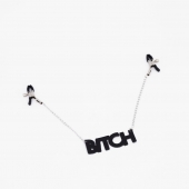 Зажимы на соски с кожаной подвеской Bitch - Crazy Handmade - купить с доставкой в Новошахтинске