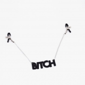 Зажимы на соски с кожаной подвеской Bitch - Crazy Handmade - купить с доставкой в Новошахтинске
