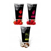 Набор из 3 съедобных лубрикантов JUJU (клубника, малина, кокос) - JuJu - купить с доставкой в Новошахтинске
