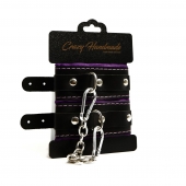 Черно-фиолетовые скругленные наручники с мягкой подкладкой - Crazy Handmade - купить с доставкой в Новошахтинске