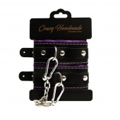 Черно-фиолетовые скругленные наручники с мягкой подкладкой - Crazy Handmade - купить с доставкой в Новошахтинске