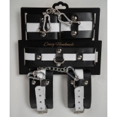 Набор фиксаторов из черной и белой натуральной кожи - Crazy Handmade - купить с доставкой в Новошахтинске