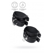 Черные кожаные оковы с двумя перекрёстными ремешками - Pecado - купить с доставкой в Новошахтинске