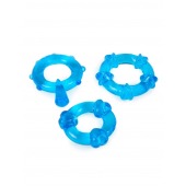 Набор из 3 синих эрекционных колец с различным рельефом - Erowoman-Eroman - в Новошахтинске купить с доставкой