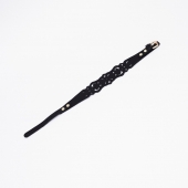 Черный ажурный чокер с золотистой фурнитурой - Crazy Handmade - купить с доставкой в Новошахтинске