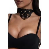 Черный чокер с клепками и золотистой фурнитурой - Crazy Handmade - купить с доставкой в Новошахтинске