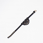 Черный чокер с клепками и золотистой фурнитурой - Crazy Handmade - купить с доставкой в Новошахтинске